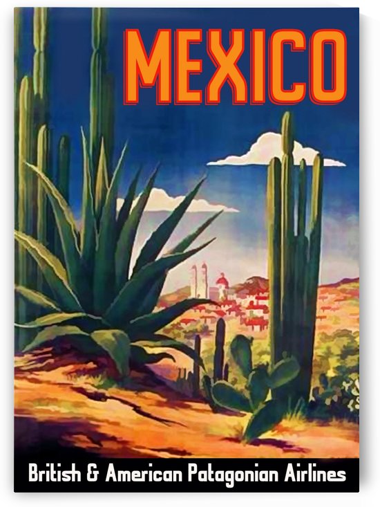 British and American Patagonian Airlines poster for Mexico by VINTAGE POSTER