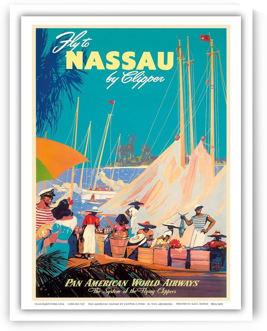Fly To Nassau Pan American World Airways travel poster by VINTAGE POSTER