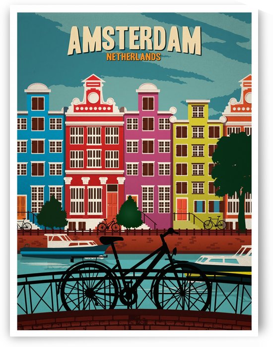 Amsterdam Netherlands Art Print travel poster by VINTAGE POSTER