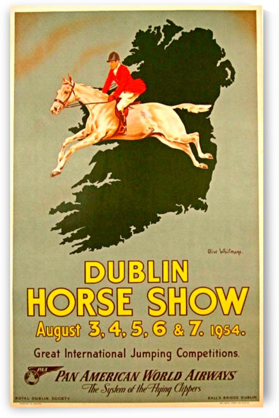 Pan Am Airlines to Dublin Horse show original vintage poster by VINTAGE POSTER