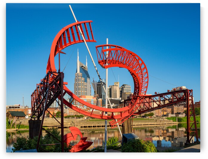 Modern sculpture frames the skyline of Nashville Tennessee by Steve Heap