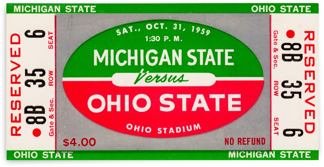 1959 Michigan State vs. Ohio State Football Ticket Art by Row One Brand