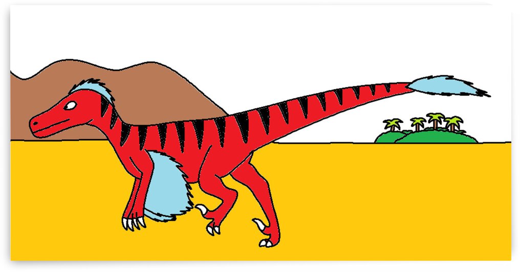velociraptor in the mesozoic desert by Liam Frew