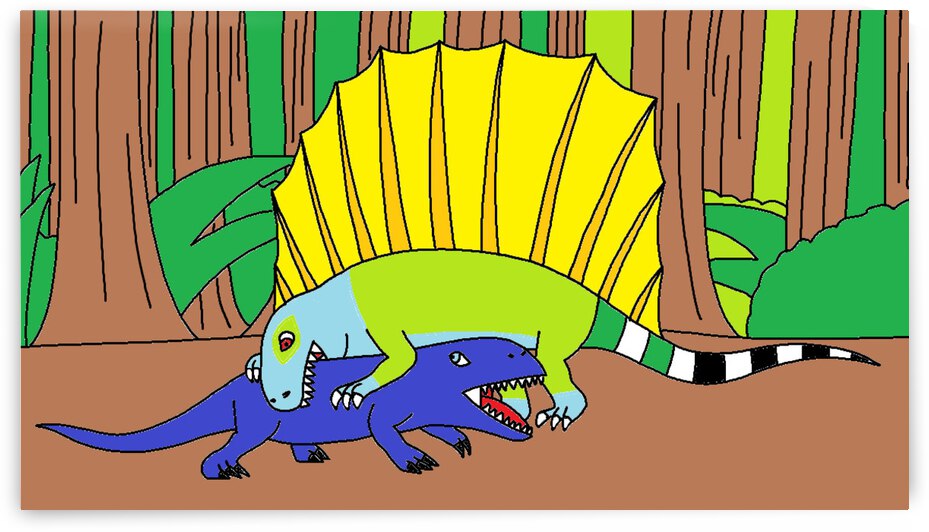 dimetrodon hunting an ophiacodon by Liam Frew