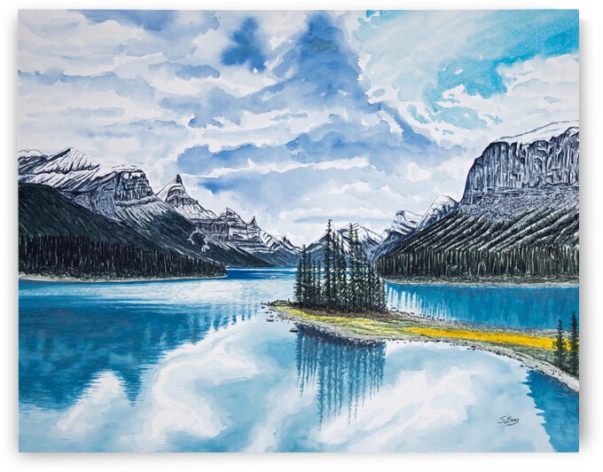 Maligne Lake Painting by Stephen Emms