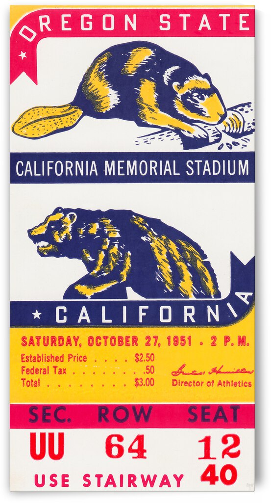 1951 Oregon State Beavers vs. Cal Bears by Row One Brand
