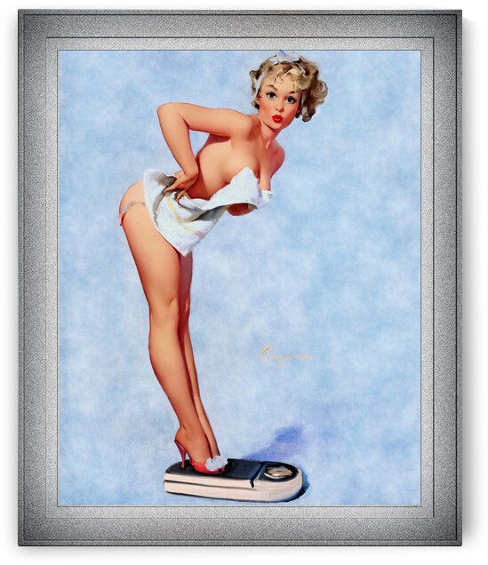 The Scale Doesnt Lie by Gil Elvgren Remastered Vintage Retro Xzendor7 Art Reproductions by xzendor7