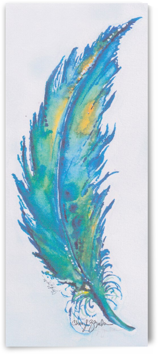 Rustic Watercolor Feather by Cheryl Zapata