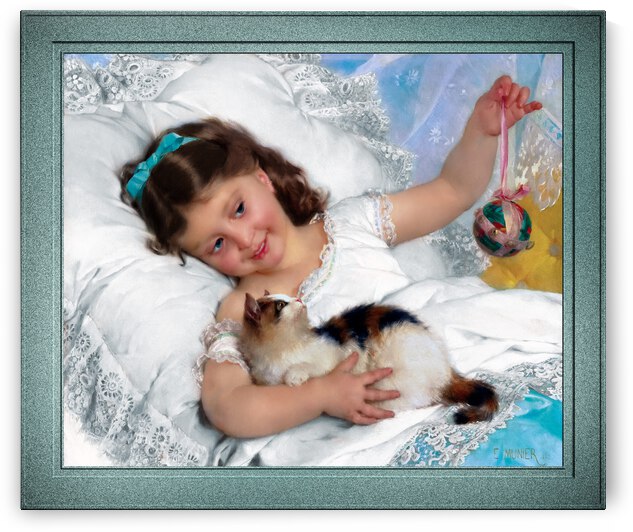 Petite Fille et Chat by Emile Munier Remastered Xzendor7 Classical Fine Art Old Masters Reproductions by xzendor7
