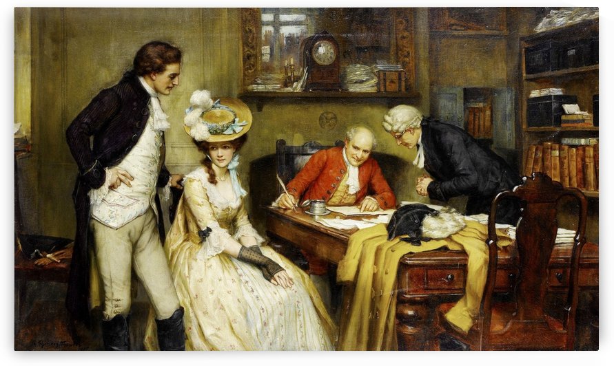 Signing the marriage contract, 1905 by George Sheridan Knowles