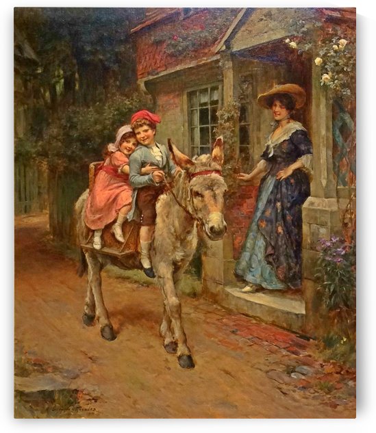 Children on the donkey by George Sheridan Knowles