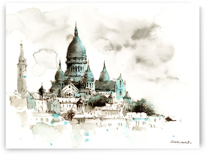 Basilique du Sacre-Cour Paris France by Eugenia Gorbacheva