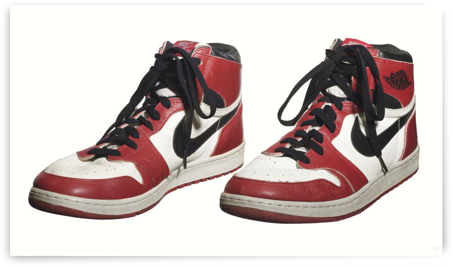 Michael Jordan Game Worn Air Jordan 1 Shoes Art by Row One Brand
