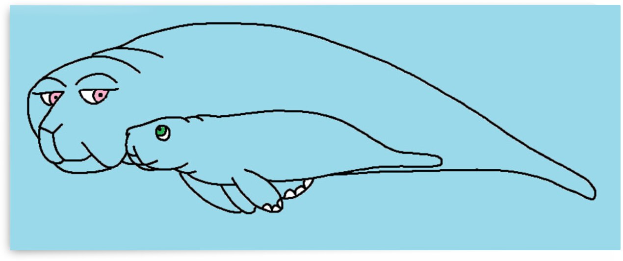 a west indian manatee and her calf by Liam Frew