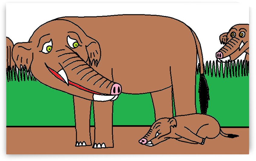 an amebelodon has her baby by Liam Frew