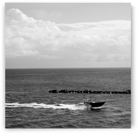 BW Cutting a Fast Track Across the Deep Blue Sea 2 of 2 SQUARE The Sailfish Tournament and Derby Collection Singer Island West Palm Beach Florida by 360 Studios