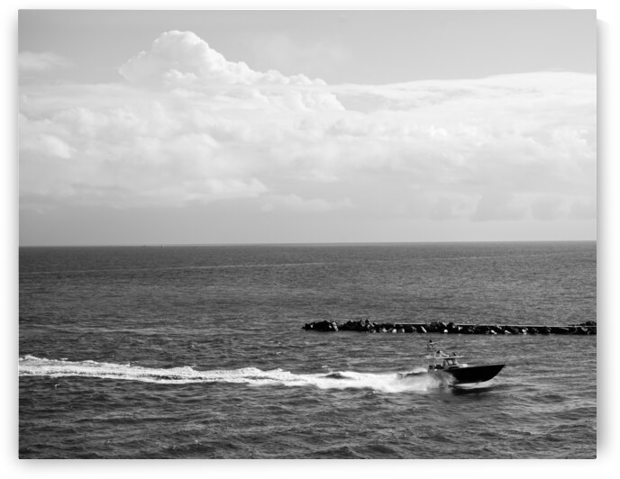 BW Cutting a Fast Track Across the Deep Blue Sea 2 of 2 ZOOM The Sailfish Tournament and Derby Collection Singer Island West Palm Beach Florida by 360 Studios