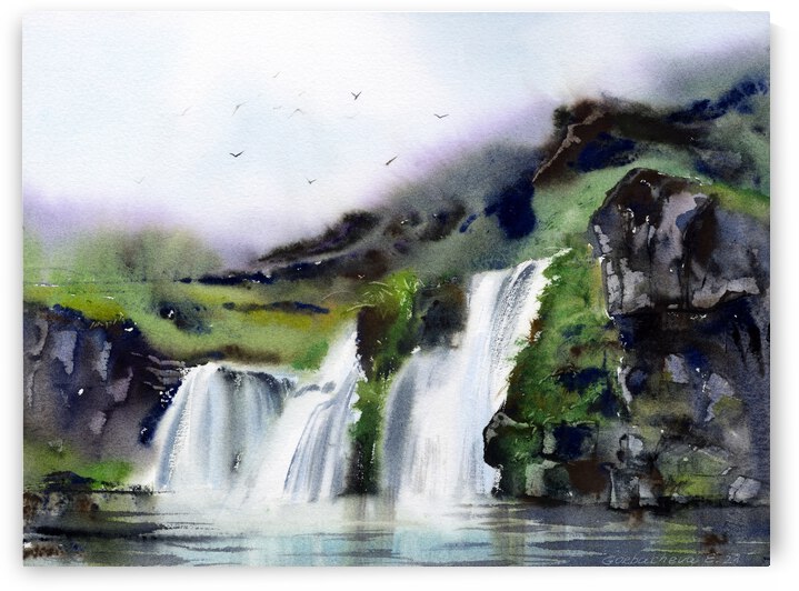 Icelandic waterfall by Eugenia Gorbacheva