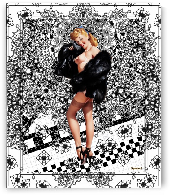 Black Mink by Gil Elvgren Remastered Retro Art Xzendor7 Reproductions by xzendor7