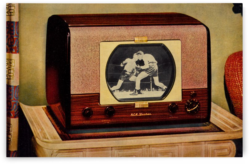 1949 Vintage Boxing Match TV Living Room Art by Row One Brand