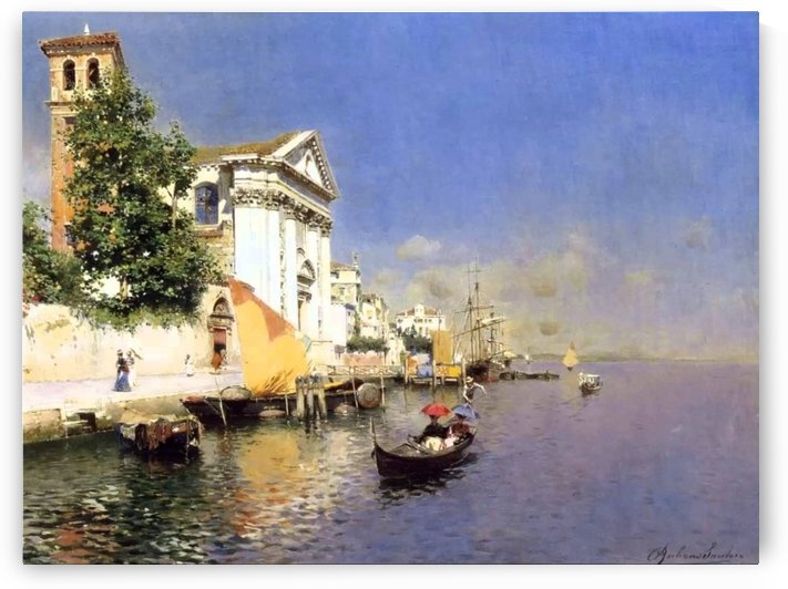 Entering a Venetian Canal by Rubens Santoro