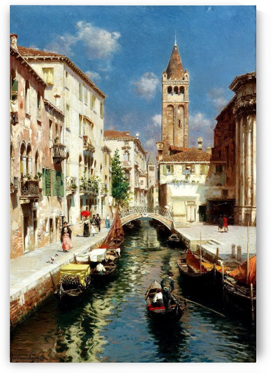 Along Venetian canal by Rubens Santoro