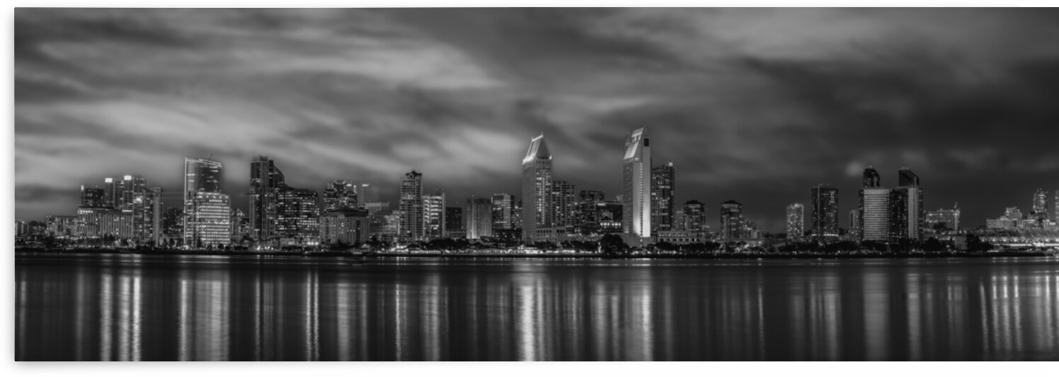 San Diego Skyline Sunset   BW by Darren Jackson