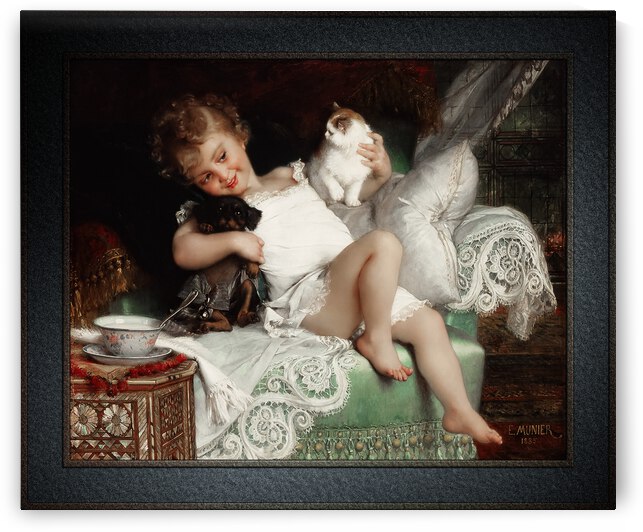 Playmates by Emile Munier Remastered Xzendor7 Classical Fine Art Old Masters Reproductions by xzendor7