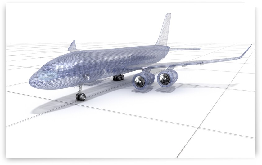 Airplane wire model 3D illustration by Alex Mit