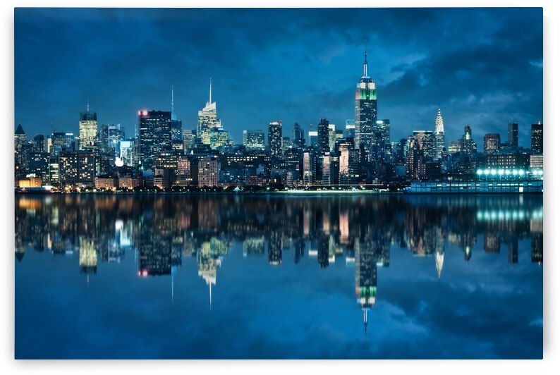 New York skyline reflections at night by DELPHIMAGES