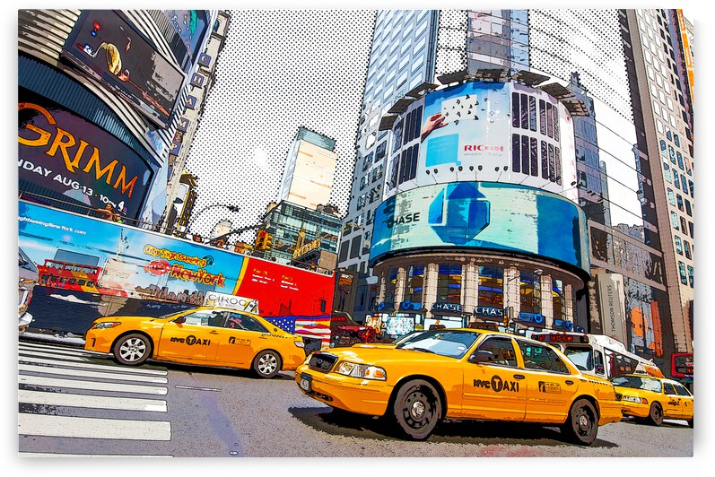 Yellow cabs NYC pop art by DELPHIMAGES