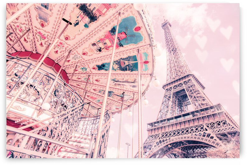 Romantic carousel Eiffel tower Paris by DELPHIMAGES