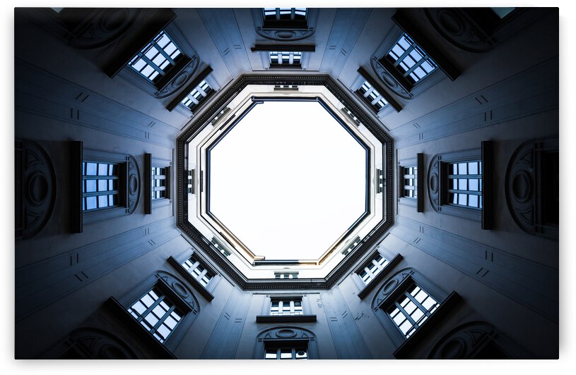 Windows in perspective with sky in background by Paolo Modena