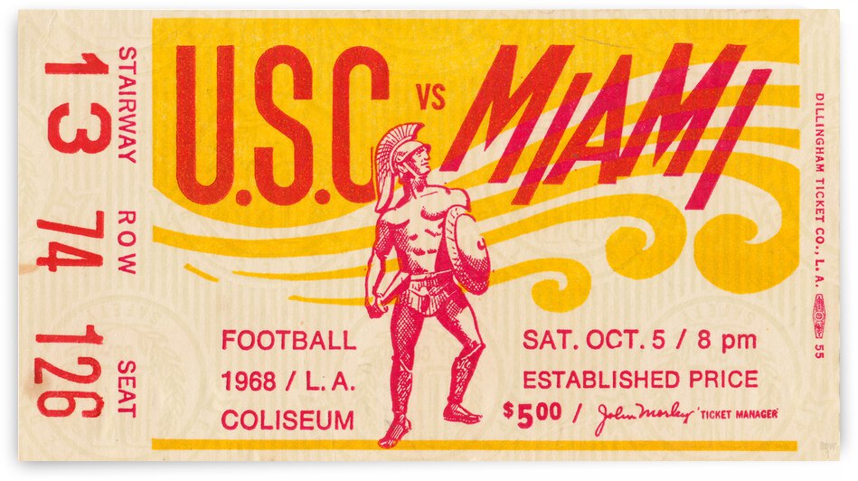 1968 USC Trojans vs. Miami Hurricanes by Row One Brand