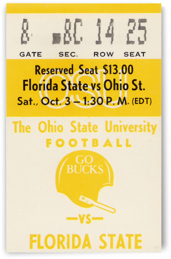 1981 Florida State vs. Ohio State Football Ticket Print by Row One Brand
