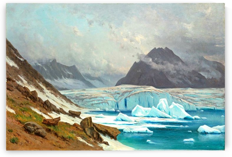 The Dreieckhorn and Aletsch Glacier seen from the Maerjelensee, Valais, 1885 by Toussaint Gabriel Loppe