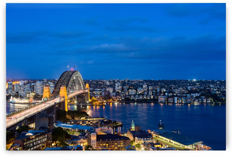 Dramatic panoramic night photo Sydney harbor by Steve Heap