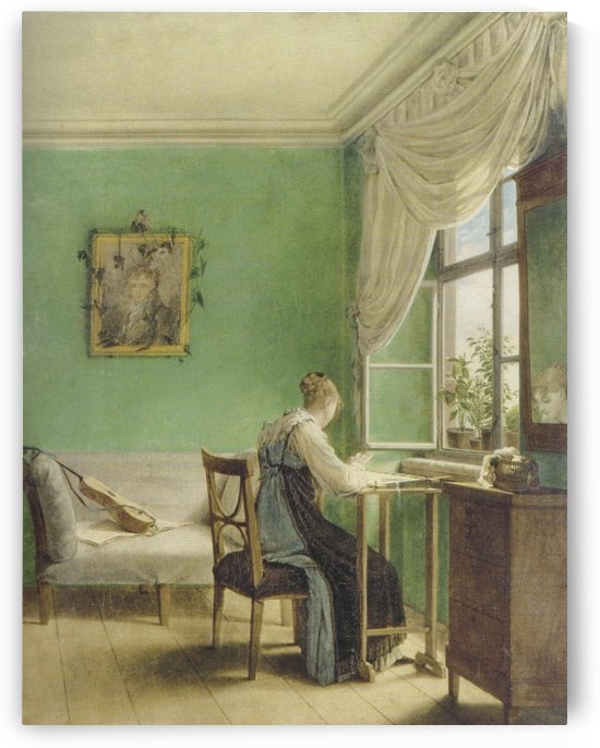 Girl Tracing a Drawing by Martin Drolling