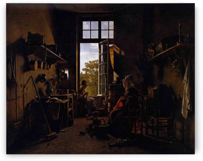Dark interior of a kitchen by Martin Drolling