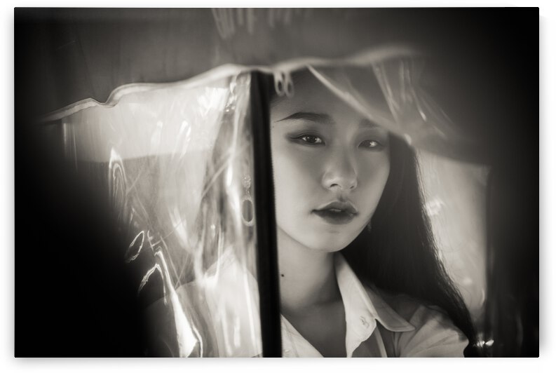Black and white portrait of a young Chinese woman by Philippe Lejeanvre