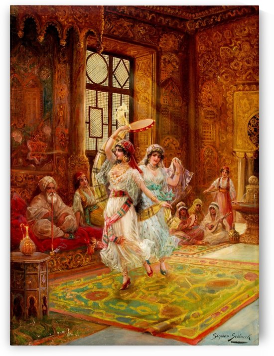 Harem interior with dancing women by Stephan Sedlacek