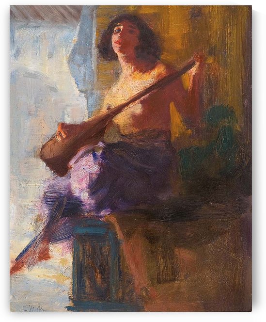 Girl with musical instrument by Ferdinand Max Bredt