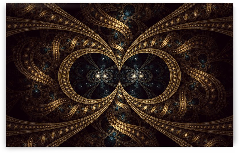 Gold and Blue Fractals by Artisan Canvas Prints