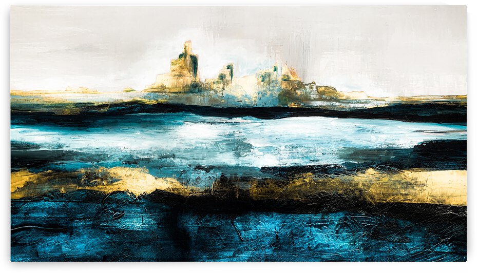 Gold and Blue Paint by Artisan Canvas Prints