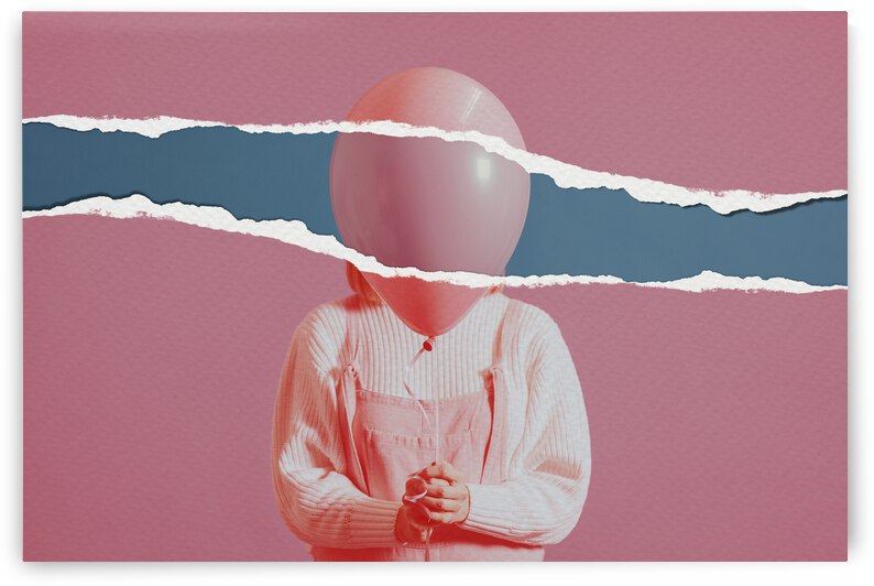 Woman with a baloon by Artisan Canvas Prints