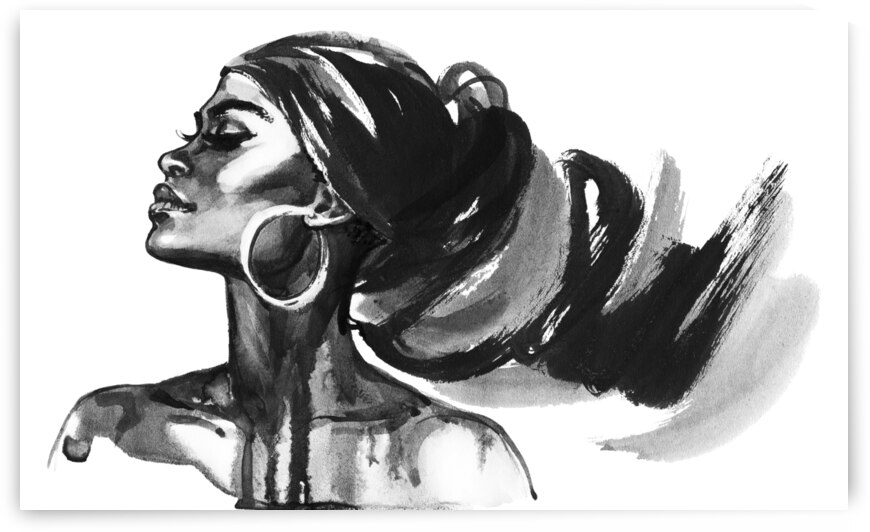 Black and white woman portrait by Artisan Canvas Prints