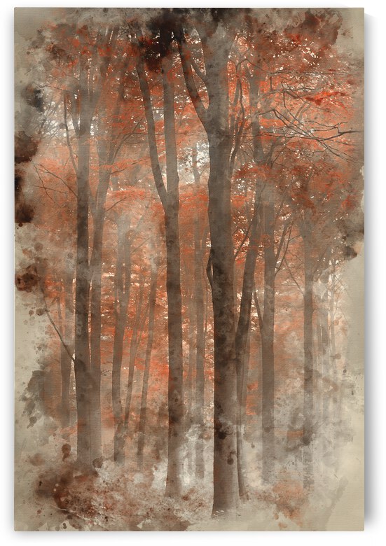 Watercolor painting of Stunning colorful vibrant evocative Autum by Matthew Gibson