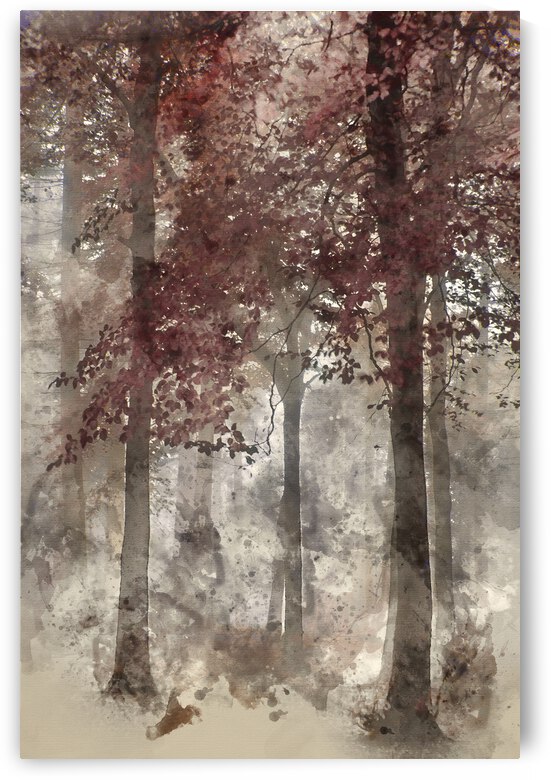 Watercolor painting of Stunning colorful vibrant evocative Autum by Matthew Gibson