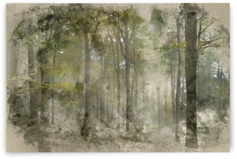 Watercolor painting of Stunning colorful vibrant evocative Autum by Matthew Gibson