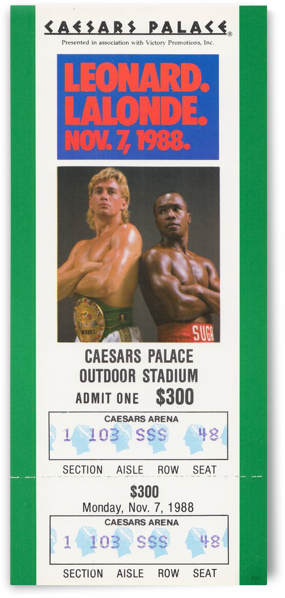 1988 Sugar Ray Leonard vs. Donny Lalonde Boxing Ticket Print by Row One Brand